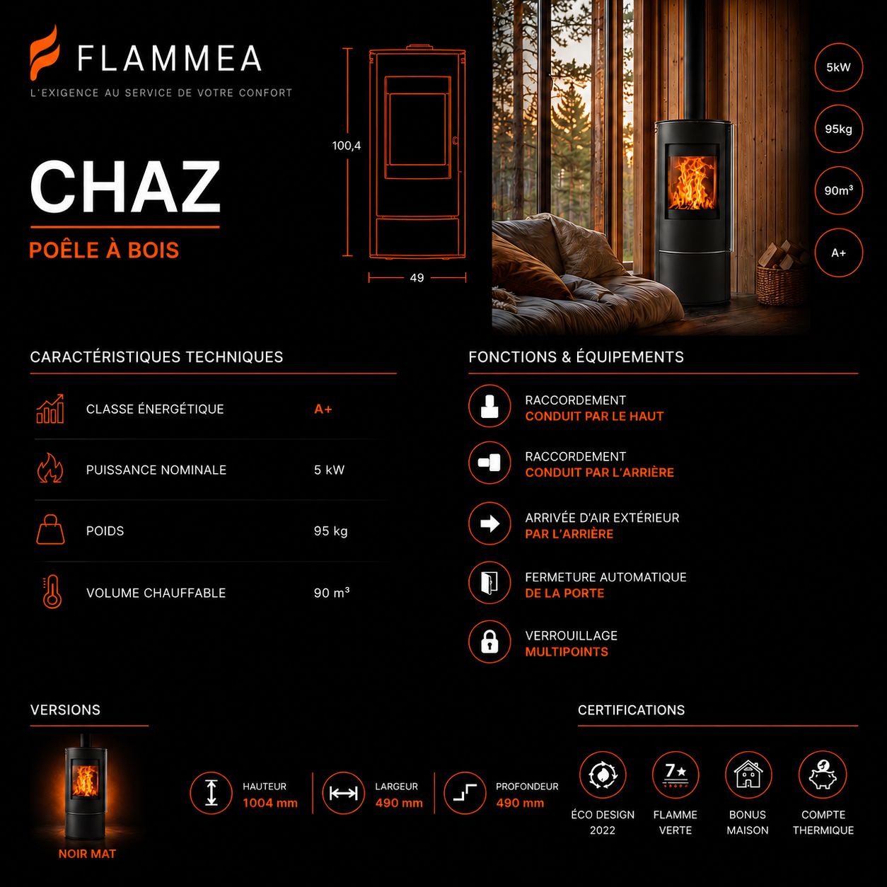 Flammea Chaz – Poêle à bois